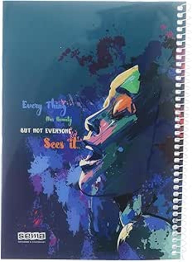 Sema 70-Sheet Spiral Notebook: Elegant Plastic Cover, Ruled, 27x20 cm, Ideal for Scholars in Multicolor